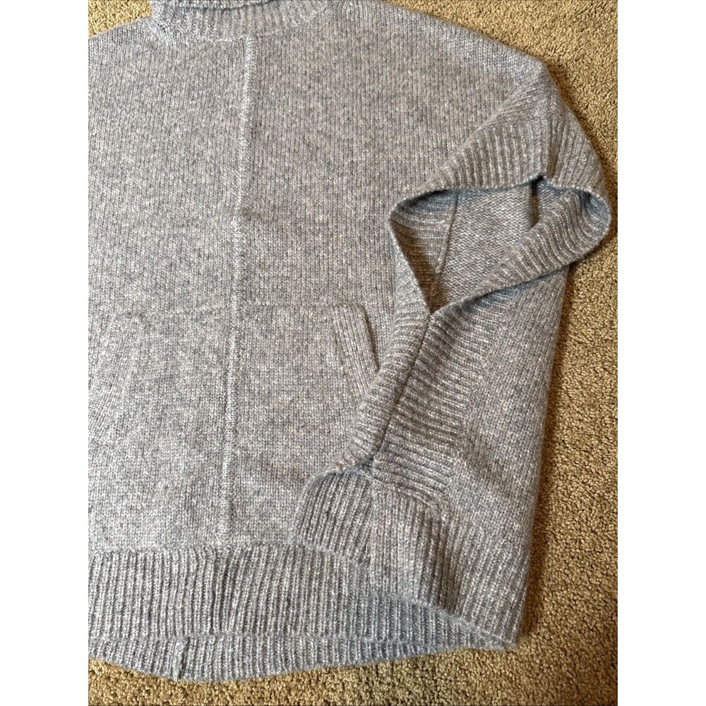 J.Crew Alpaca Merino Wool Blend Turtleneck Poncho Cape Sweater Gray M/L - Picture 9 of 11